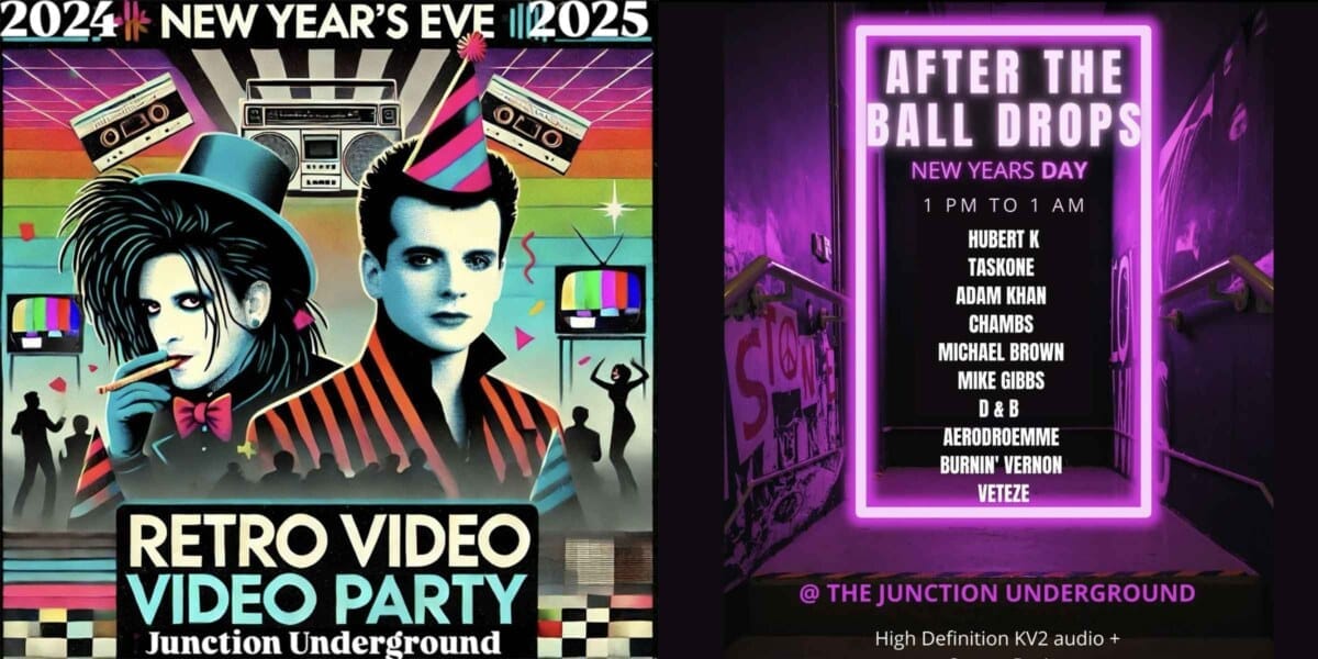 Two flyers for New Year's Eve and Day