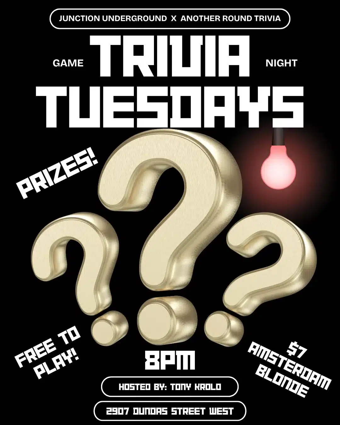 Copy of Also a good idea would be to get a beer andor wine sponsor and offer a special discount on Tuesdays And there's usually prizes for 1st and 2nd place plus a random draw for a third prize s