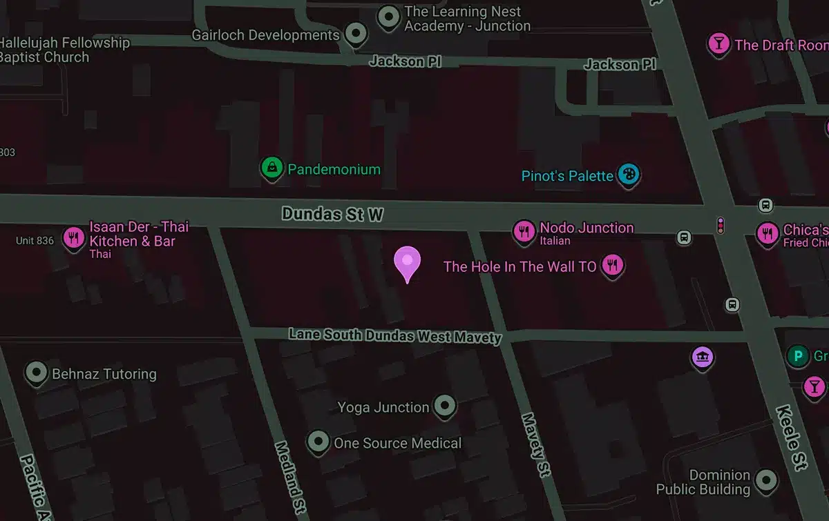 Map of Dundas West in The Junction, Toronto